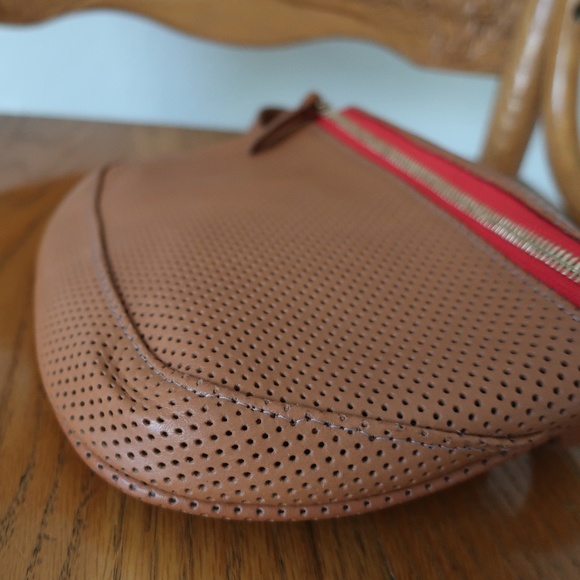 Clare V Tan Crossbody Bag with Red Accent - Picture 9 of 16